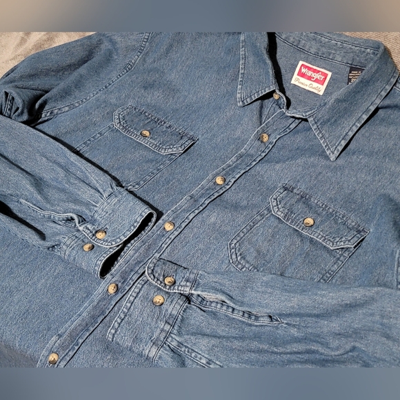 Mens 2XL Wrangler Blue Casual Button Down Shirt LIKE NEW - Picture 6 of 7